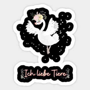 Schwan Tanz Liebe Tiere Prinzessin Blumen Süß Sticker